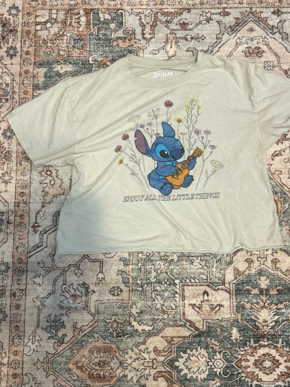 Graphic Disney Stitch woman’s crop top— Light Green Enjoy All The Little Things